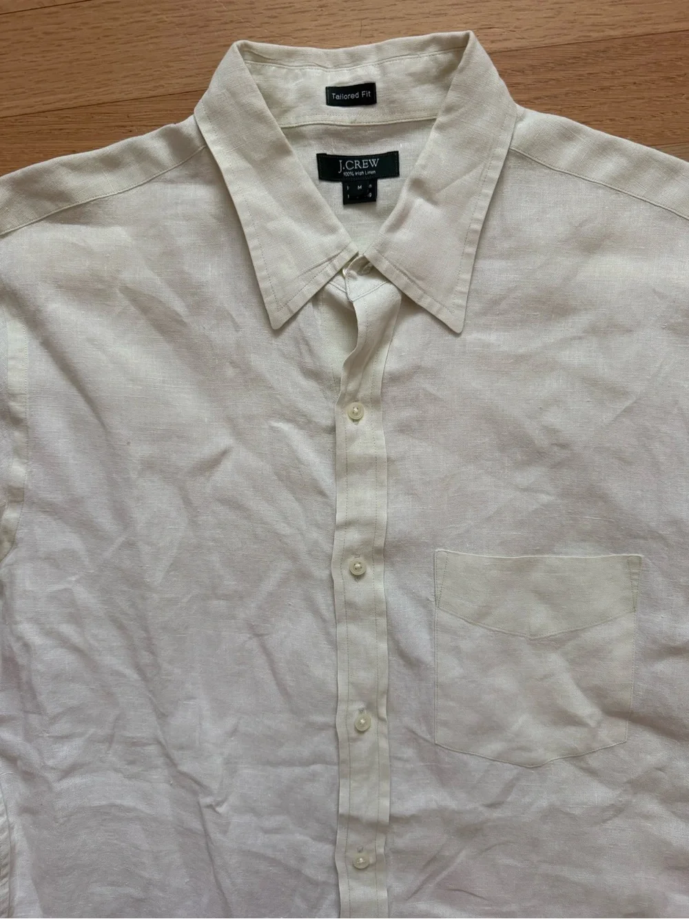 J Crew Men’s Medium Pale Yellow Irish Linen Buttok Down Shirt